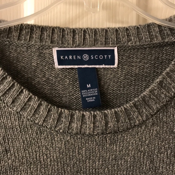 Karen Scott NWT 3-D L/S Gray Holiday Sweater - Picture 3 of 5